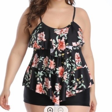 Shorts - Tankini Damskie Bikini z Kwiatowym Nadrukiem