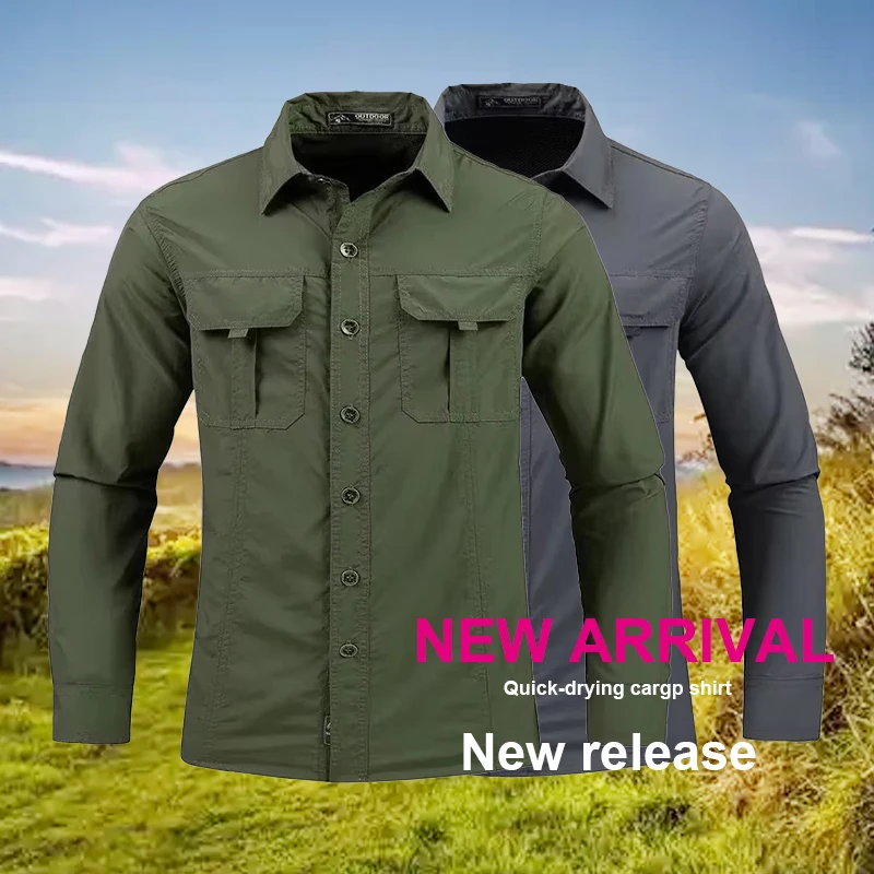 Tactical Military Shirt Cargo - Męska koszula taktyczna 5XL, lekka, szybkoschnąca,