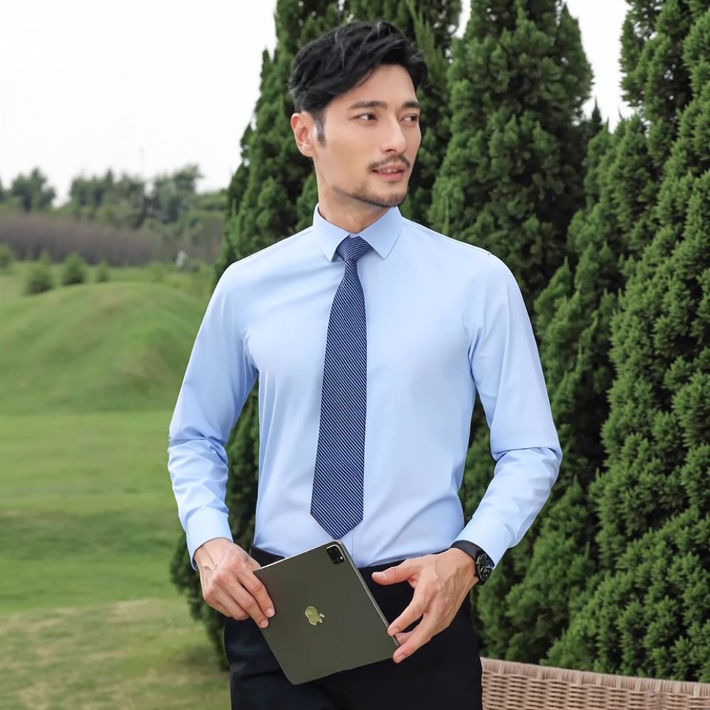 Breathable Bamboo Fiber Shirt Non Iron - Męska koszula z długim rękawem, wykonana