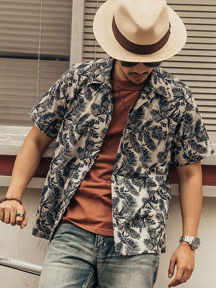 Vintage Hawaiian Floral Shirt - Modna męska koszula hawajska na lato