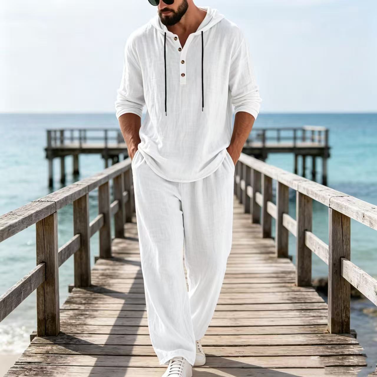 Męski lniany garnitur na wiosn – Mens Linen Shirt Long Sleeve recenzja i cena