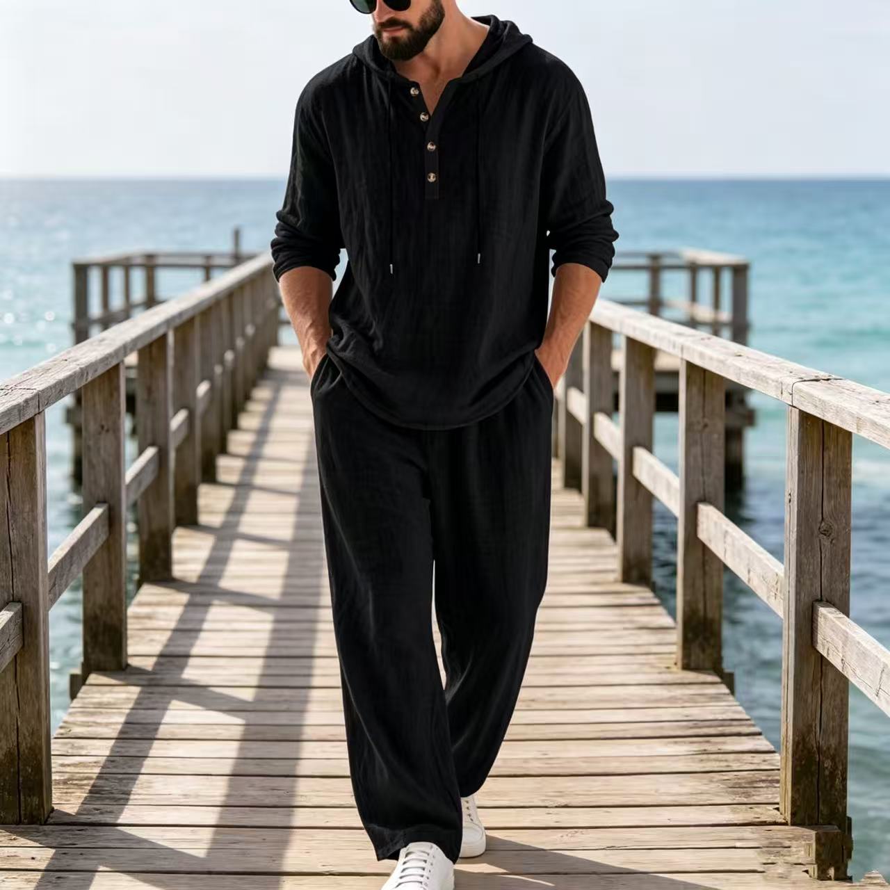 Męski lniany garnitur na wiosn – Mens Linen Shirt Long Sleeve recenzja i cena