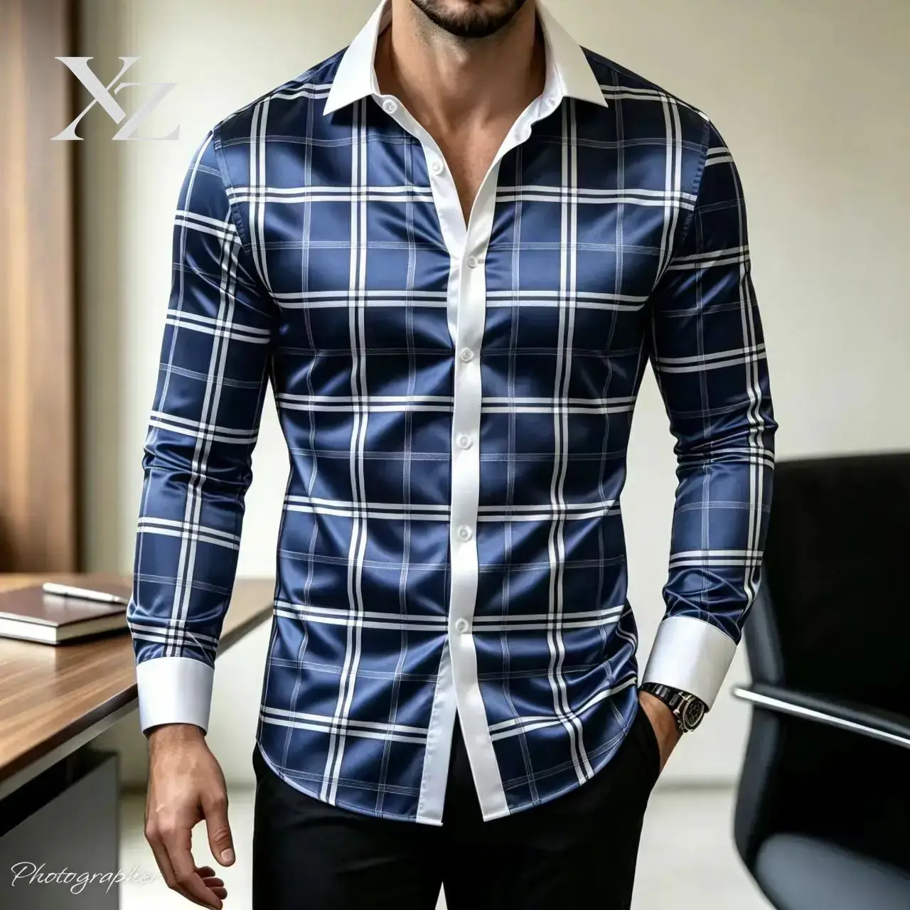 Wyprzedaż! Męska koszula w kra – Mens Satin Silk Dress Shirt recenzja i cena