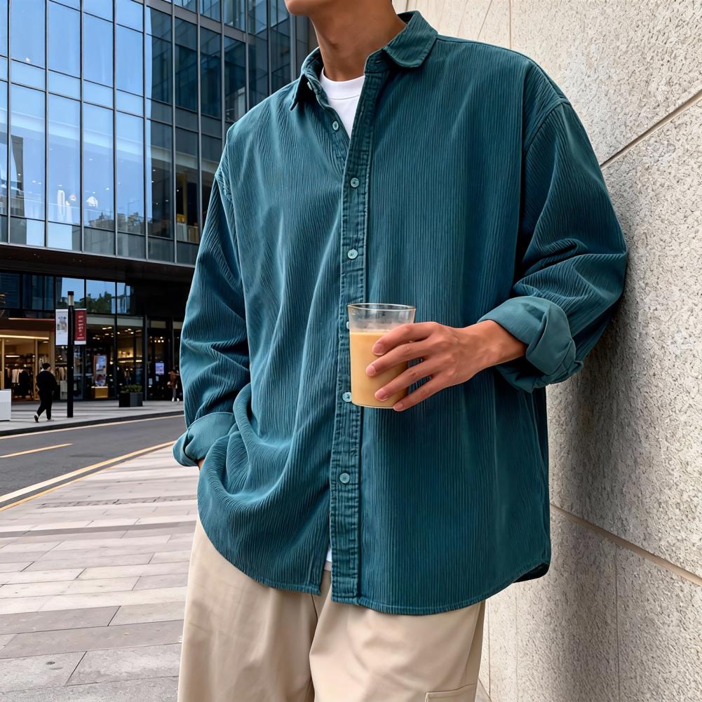 Nowa męska koszula sztruksowa  – Corduroy Button Up Shirt Men recenzja i cena